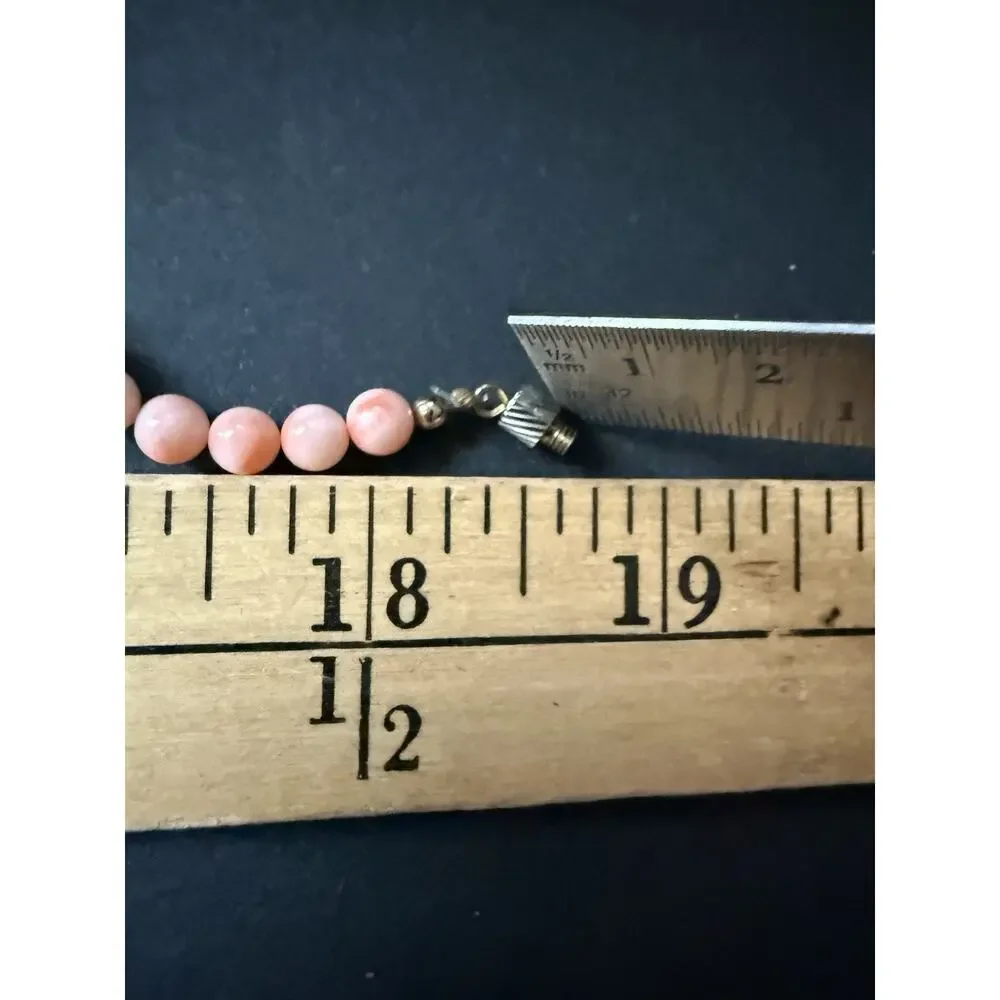 Vintage Angel Skin Coral Bead Necklace 18” Coastal Classic Cocktail Wedding